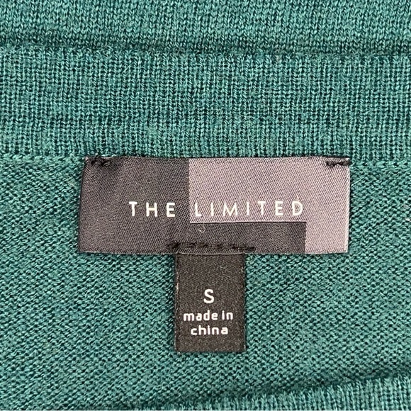 SMALL THE LIMITED WOOL BLEND GREEN SWEATER TOP SHORT SLEEVE STRETCH - Picture 9 of 11